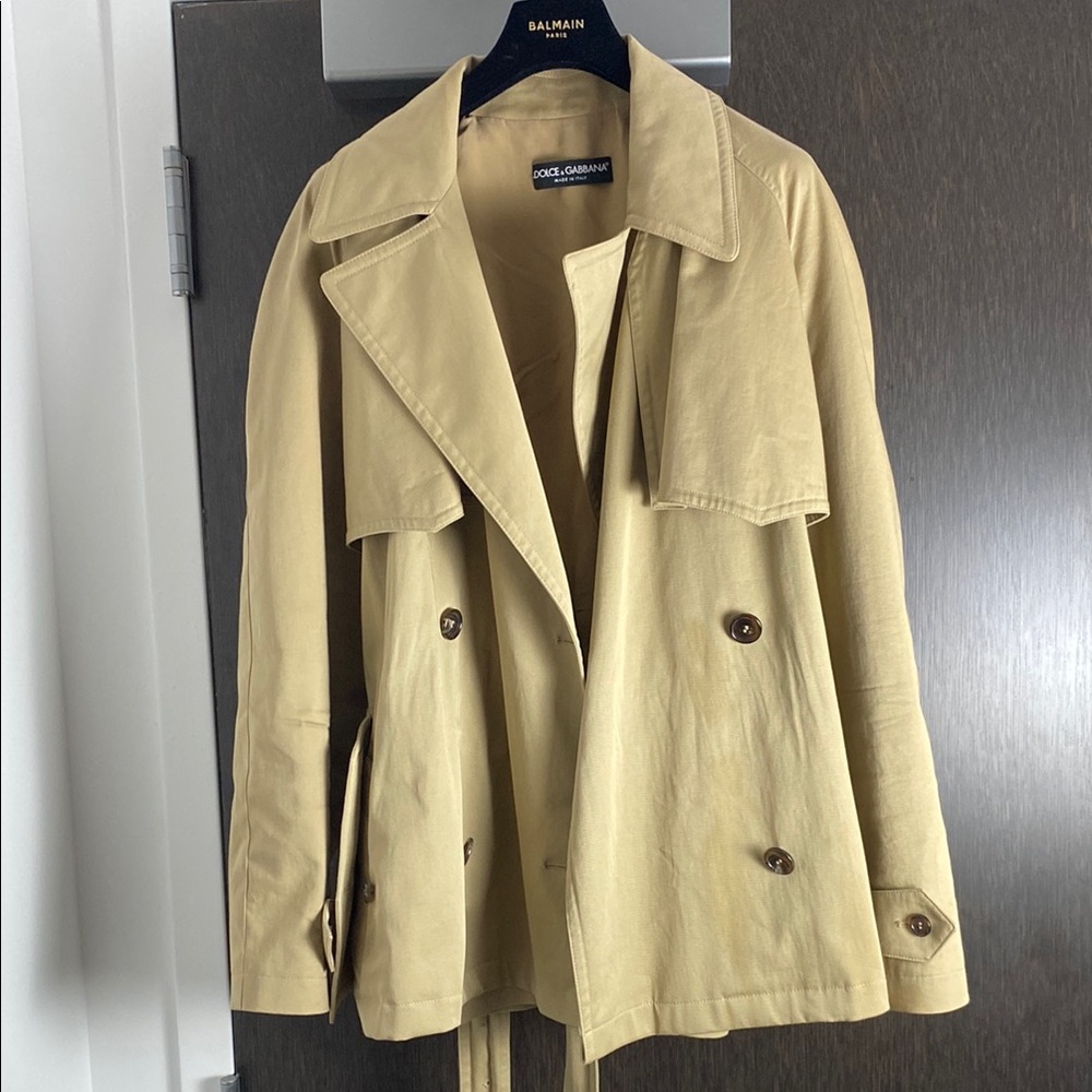 Dolce & Gabbana Light Beige Double-Breasted Trench Coat